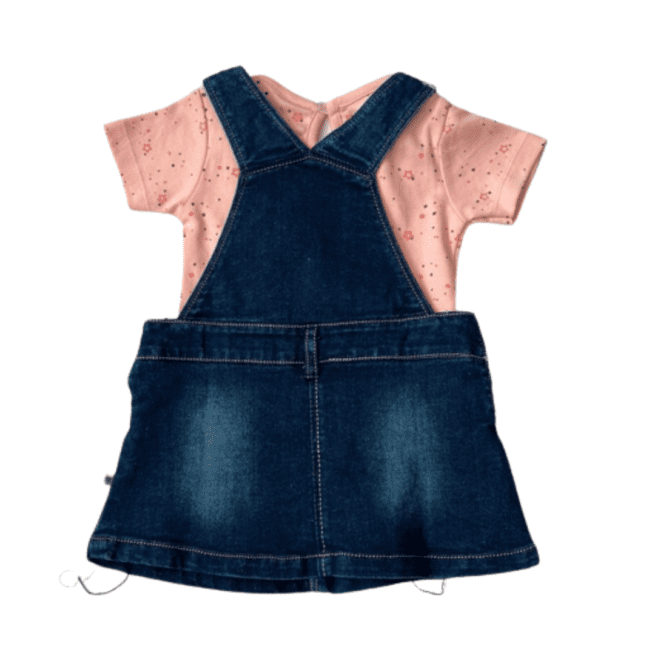 Girls Cotton Graphic Print T-Shirt And Dungaree Skirt - Image 2