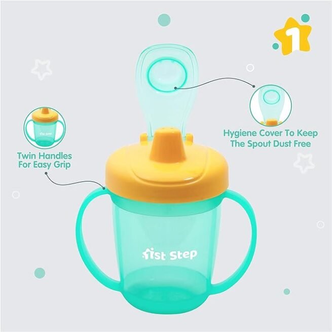 1st Step 250 Ml BPA Free Hard Spout Sipper (Mint Green, Polypropylene (PP)) - Image 3