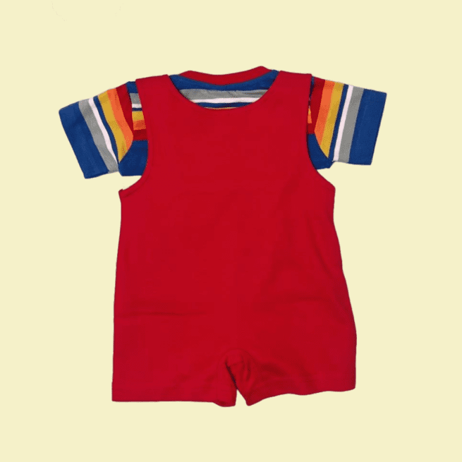 Pretty in Red & Multicolor Cotton Romper for Baby Girls and Boys - Image 2