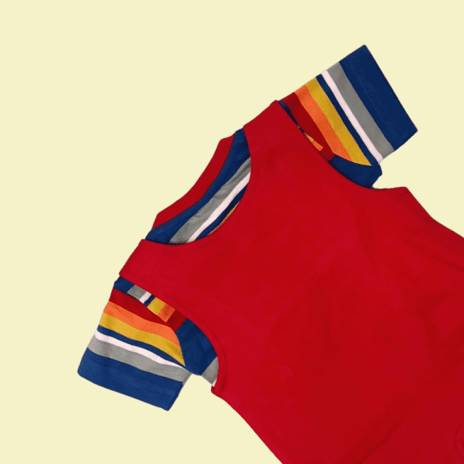 Pretty in Red & Multicolor Cotton Romper for Baby Girls and Boys - Image 4