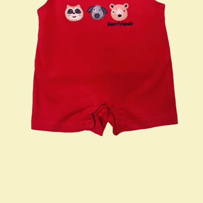 Pretty in Red & Multicolor Cotton Romper for Baby Girls and Boys - Image 5