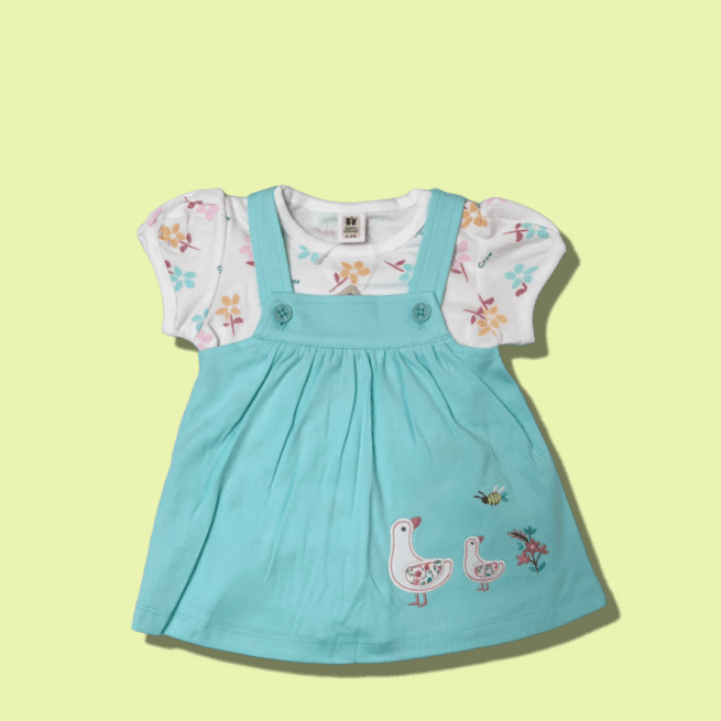 Elegant Sky Blue Cotton Frock for Regal Looks