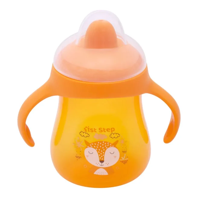 1st Step Matte Collection BPA Free Polypropylene Hard Spout Sipper with Twin Handles for Easy Grip - Orange