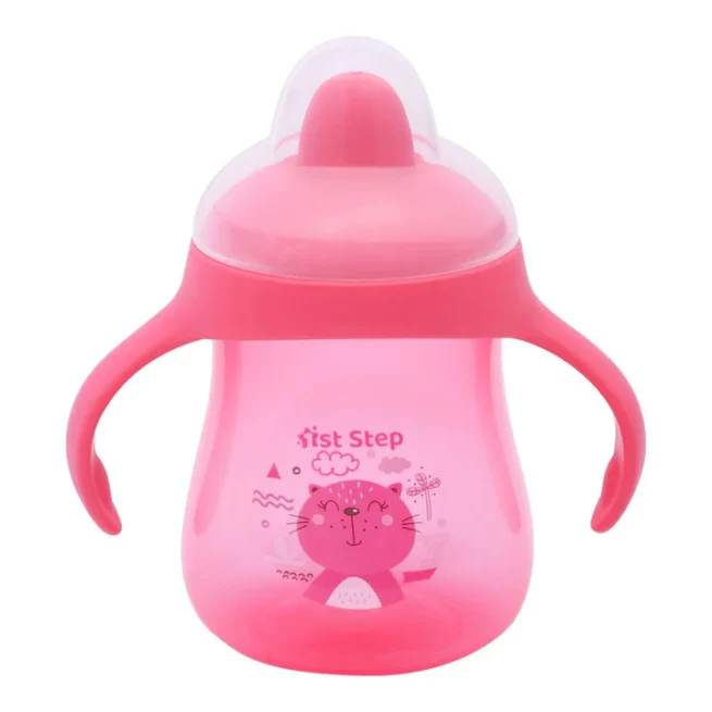 1st Step Matte Collection BPA Free Polypropylene Hard Spout Sipper with Twin Handles for Easy Grip - Pink