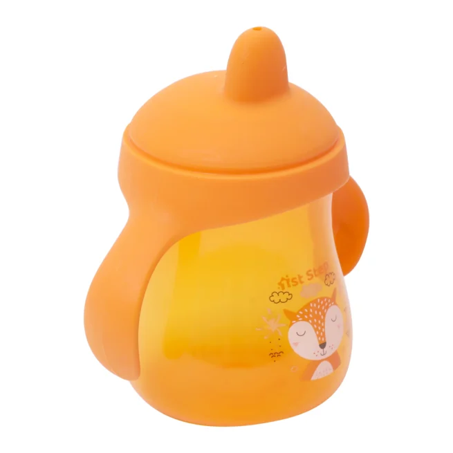 1st Step Matte Collection BPA Free Polypropylene Hard Spout Sipper with Twin Handles for Easy Grip - Orange - Image 2