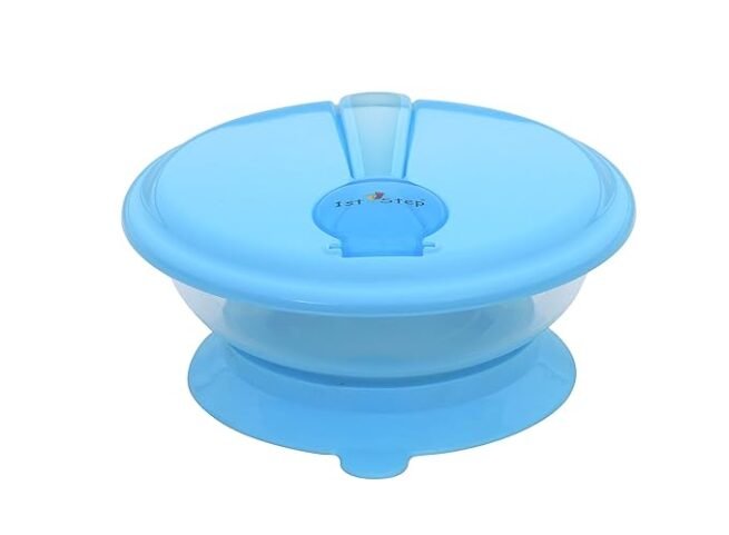 1st Step BPA Free Polypropylene Microwave Friendly Feeding Bowl with Spoon (Blue) - Image 5