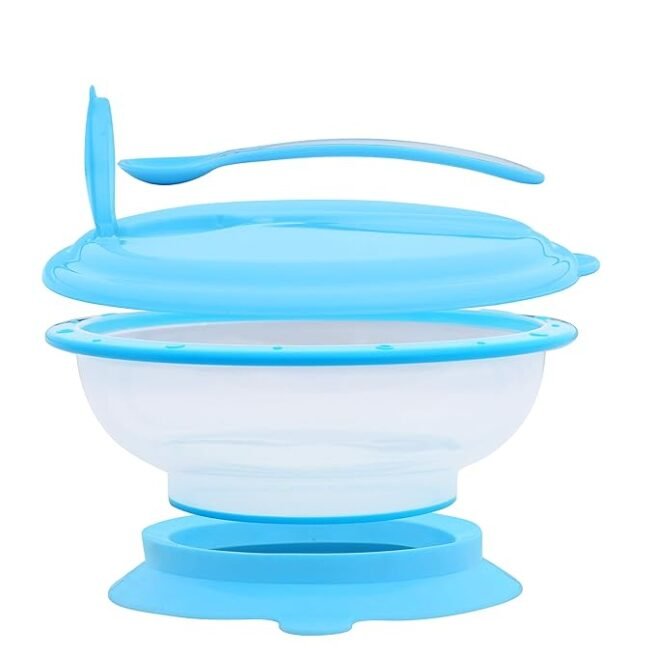 1st Step BPA Free Polypropylene Microwave Friendly Feeding Bowl with Spoon (Blue)