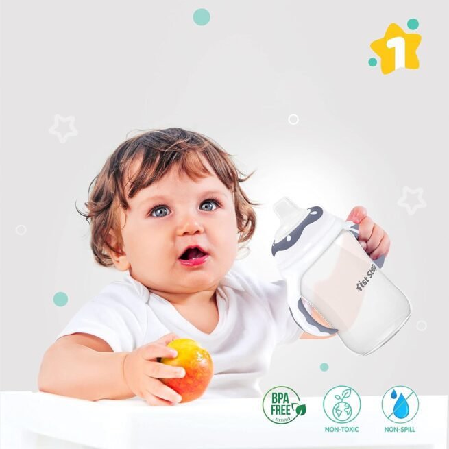 1st Step 220ml TRITAN Non-Spill Interchangeable Sipper/Sippy Cup with Soft Silicone Spout and Straw - Image 6