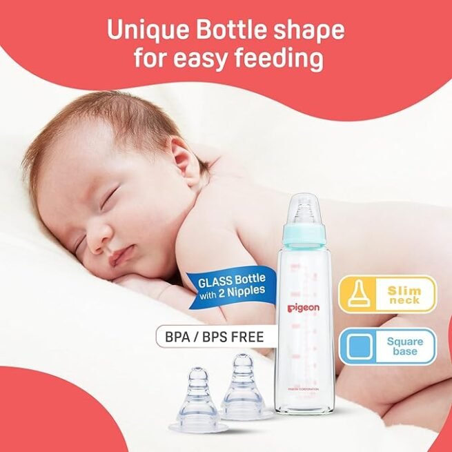 Pigeon Flexible Glass Nursing/Feeding Bottle With Added Nipple M 200 ml - Image 4