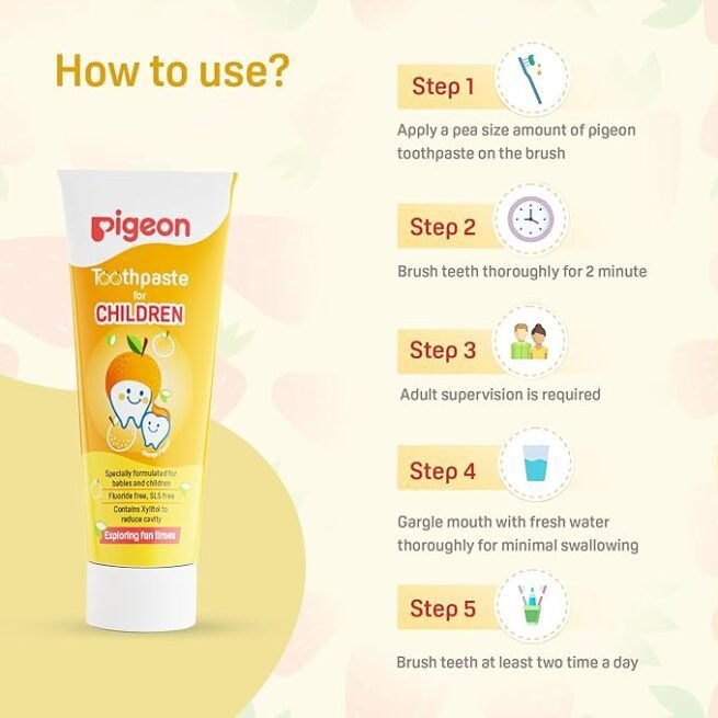 Pigeon Orange Toothpaste,For Babies And Children,Fluroide -Free - Image 3