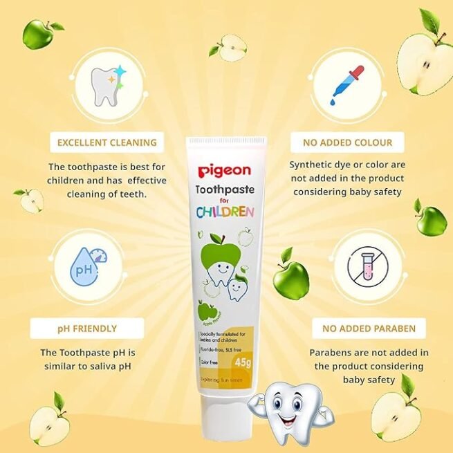 Pigeon Apple Toothpaste, For babies and Children,Fluroide -free 45g - Image 3