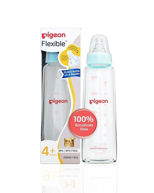 Pigeon Flexible Glass Nursing/Feeding Bottle With Added Nipple M 200 ml