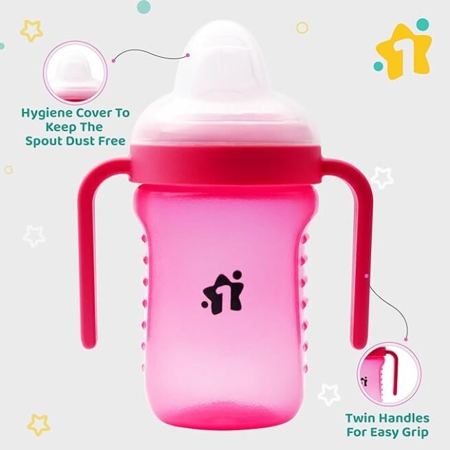 1st Step Matte Collection BPA Free Polypropylene Soft Spout Sipper with Twin Handles for Easy Grip - Image 2