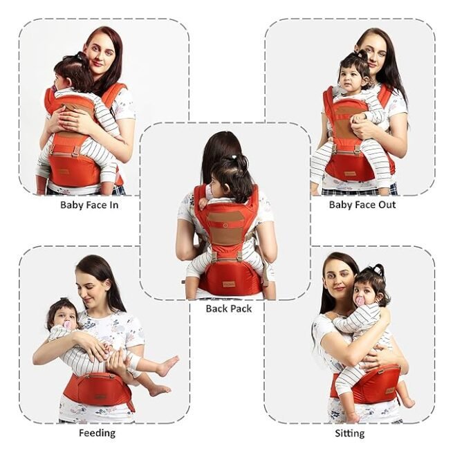 1st Step 5 in 1 Hip seat Baby Carrier (Orange) - Image 4