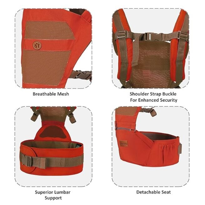 1st Step 5 in 1 Hip seat Baby Carrier (Orange) - Image 5