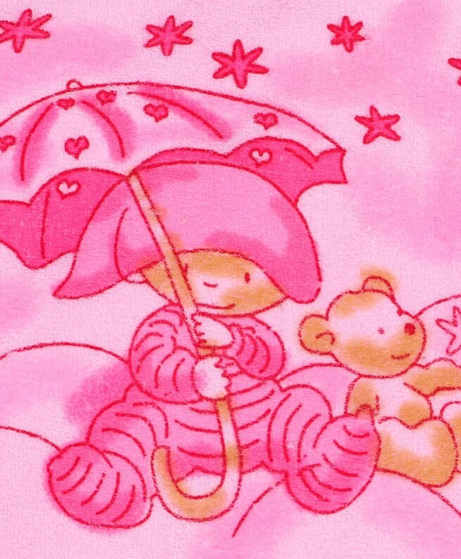 Tinycare Baby Towel Teddy Print - Pink - Image 2