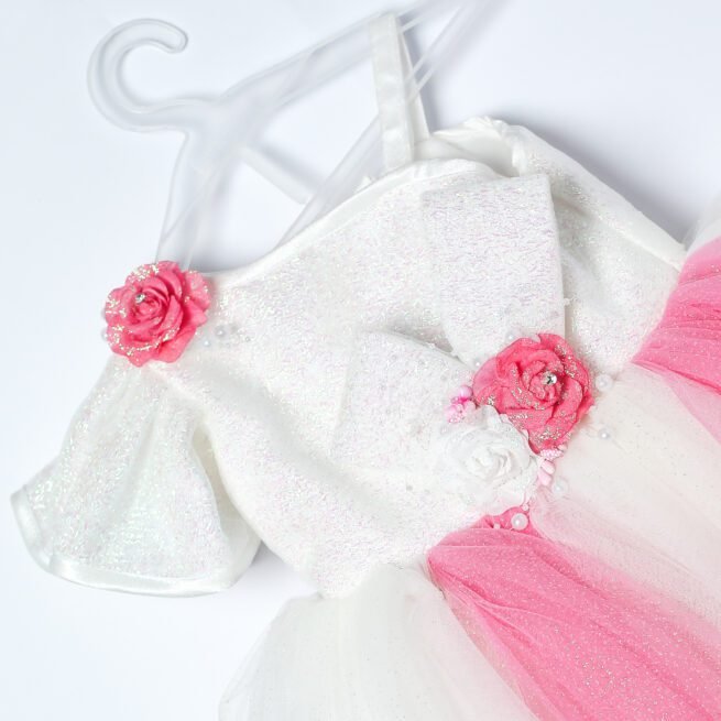 Jalaram White Pink Party Frock for Girls - A Whimsical Symphony of Innocence - Image 4