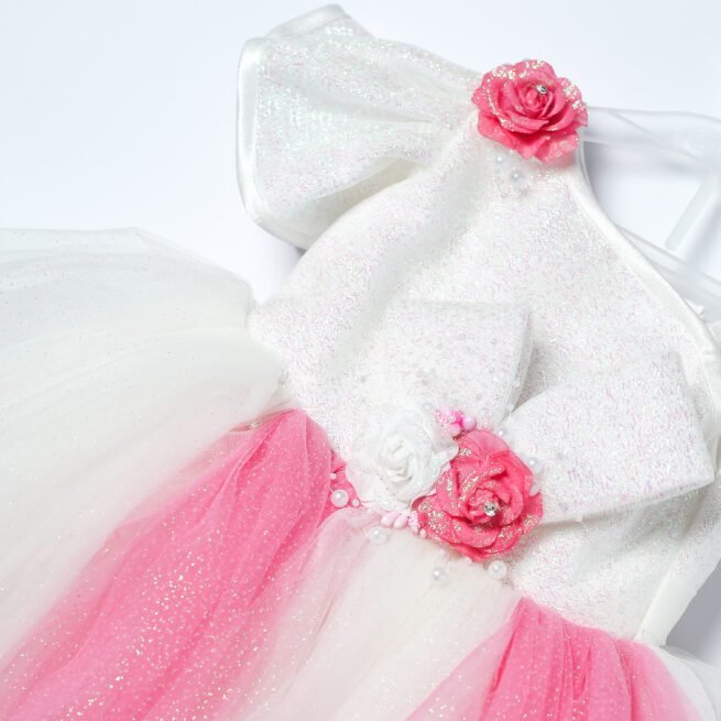 Jalaram White Pink Party Frock for Girls - A Whimsical Symphony of Innocence - Image 3