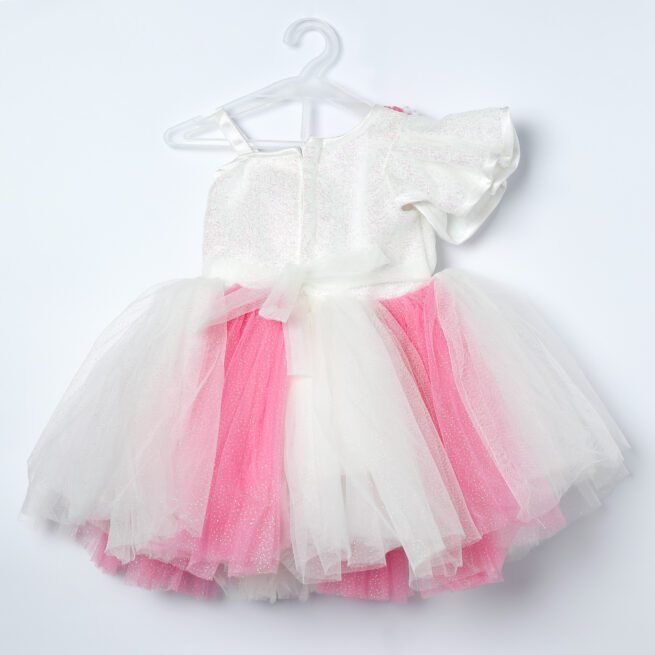 Jalaram White Pink Party Frock for Girls - A Whimsical Symphony of Innocence - Image 2