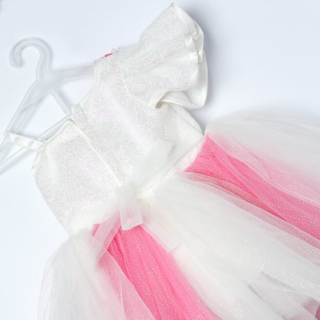 Jalaram White Pink Party Frock for Girls - A Whimsical Symphony of Innocence - Image 6