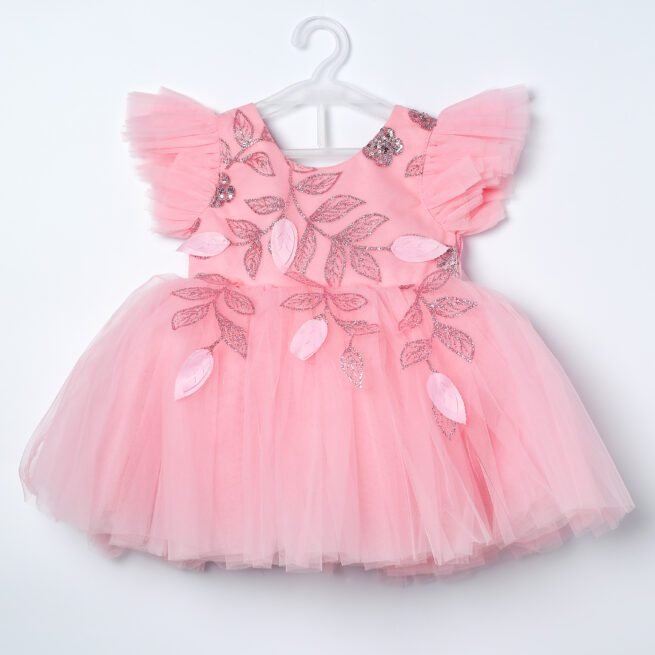 Jalaram Pink Party Frock for Girls - A Symphony of Pink Elegance