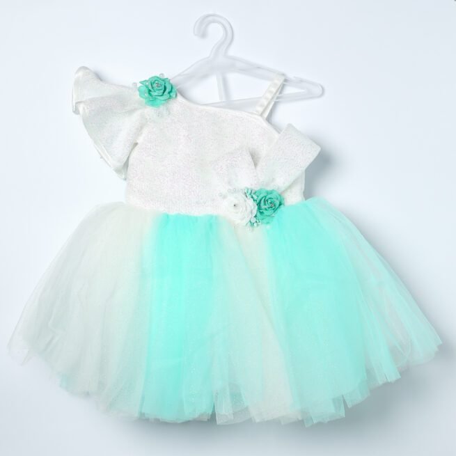 Jalaram Light Blue Party Frock for Girls - A Serene Affair of Style and Grace