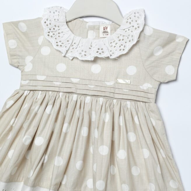 Cocoa Charm: Toffy House Brand Brown Frock with Polka Print for Kids - Image 5