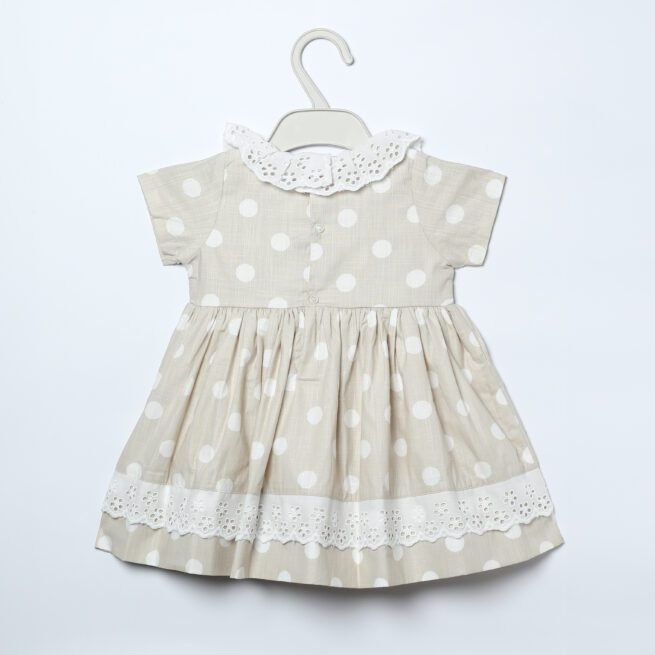 Cocoa Charm: Toffy House Brand Brown Frock with Polka Print for Kids - Image 2