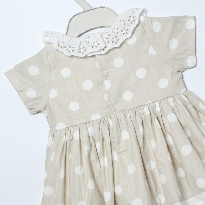 Cocoa Charm: Toffy House Brand Brown Frock with Polka Print for Kids - Image 3