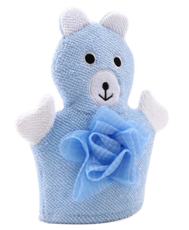 Mamos Baby  Bath Glove With Attached Loofah - Blue - Image 4