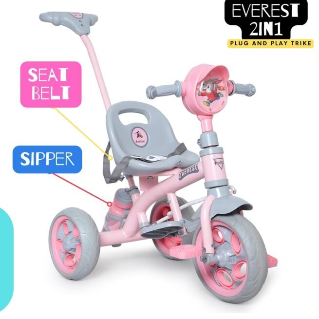 FunRide Tricycle Kids Musical Plug and Play Parental Control Handle for 1 to 5 Year-Sipper,Seat Belt,EVA Tyre -Trike for Indoor and Outdoor - Image 6