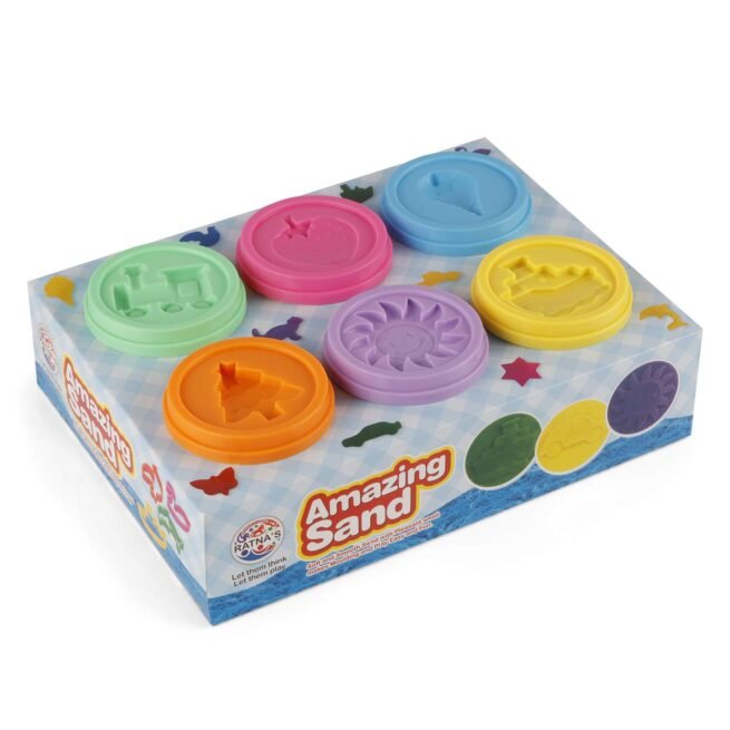 RATNA'S Amazing Different Coloured Sand with Moulds (Multicolor) - Pack of 6