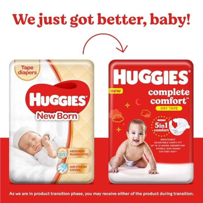 Huggies Complete Comfort Dry Tape Newborn - Small (NB-S) Size Baby Tape Diapers, 36 count - Image 4