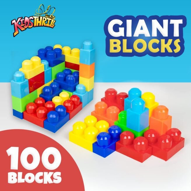 KIDSTHRILL 100 Giant Building Blocks Bag with Big Blocks Toys for Toddlers - Image 3