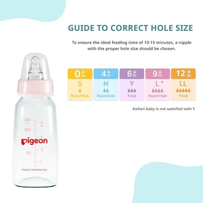 Pigeon Flexible Glass Nursing/Feeding Bottle With Added Nipple S 120ml - Image 2