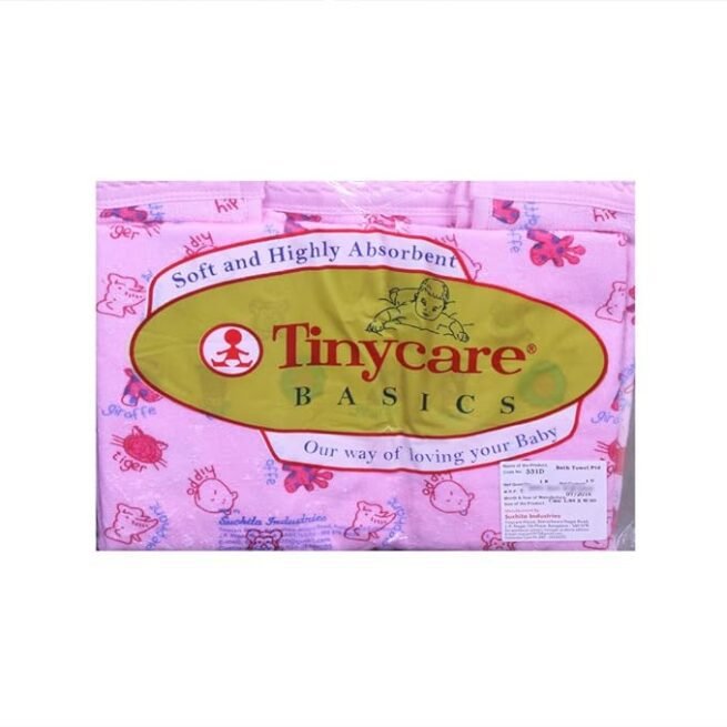 Tiny Care Baby Towel(Double Terry) Colour Printed 331D- Pink - Image 3