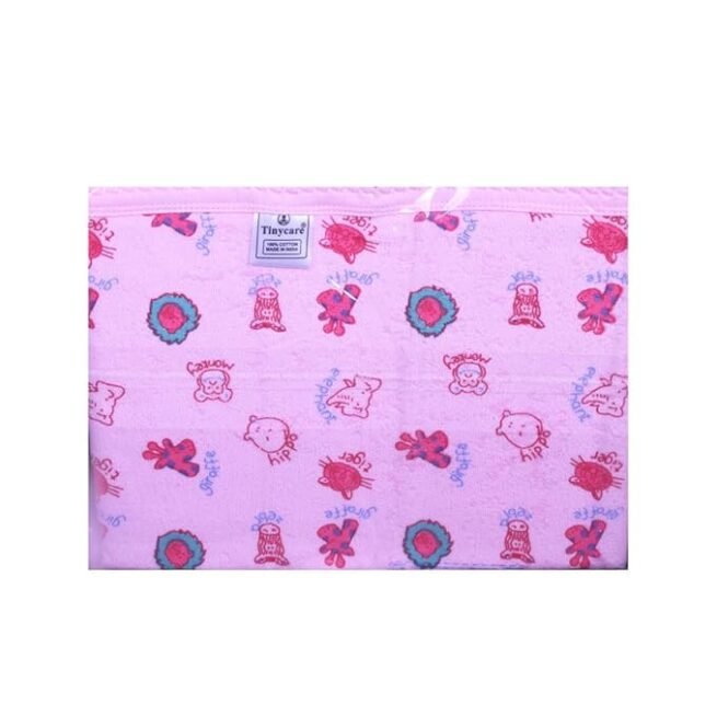 Tiny Care Baby Towel(Double Terry) Colour Printed 331D- Pink - Image 2