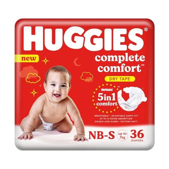 Huggies Complete Comfort Dry Tape Newborn - Small (NB-S) Size Baby Tape Diapers, 36 count