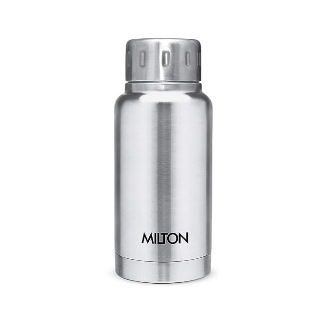 Milton Elfin 160 Thermosteel Hot and Cold Water Bottle, 160 ml, Silver