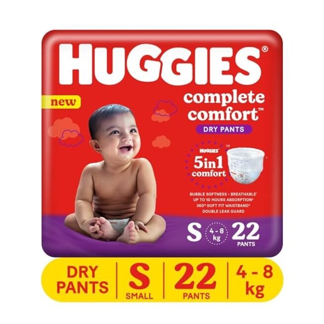 Huggies Complete Comfort Dry Pants Small (S) Size Baby Diaper Pants, 22 count