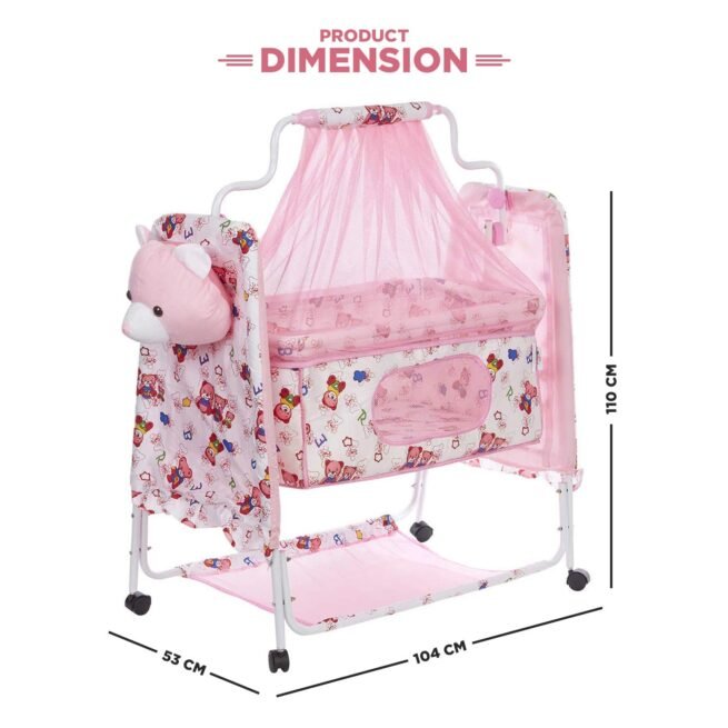 Cozy New Born Baby Cradle Pink - Image 3