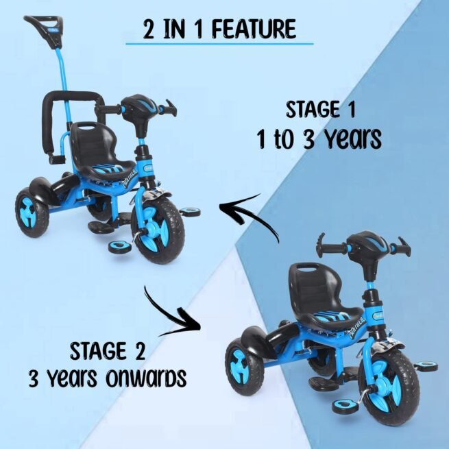 Fun Ride Kids Tricycle Panther 2in1 for 1 to 5 Years - Plug and Play Baby Trike with Music and Lights with Removable Parental Control Handle - Image 6