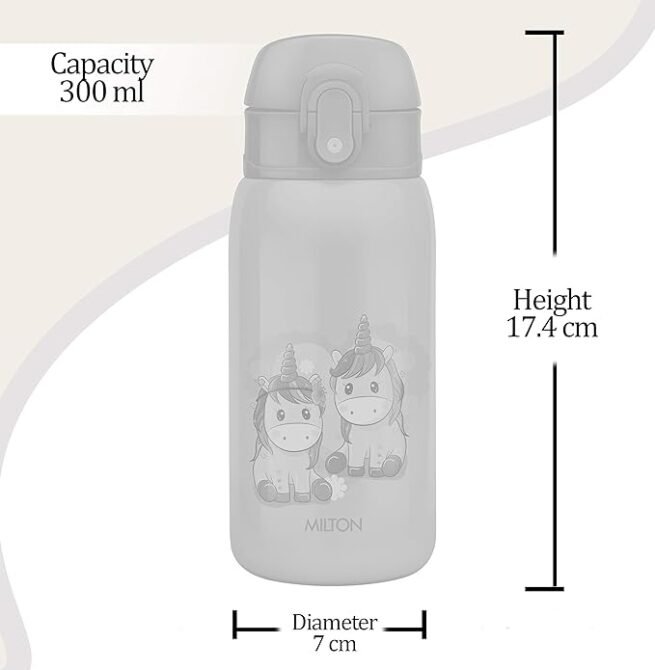 Milton Jolly 375 Thermosteel Kids Water Bottle, 300 ml, Green - Image 2