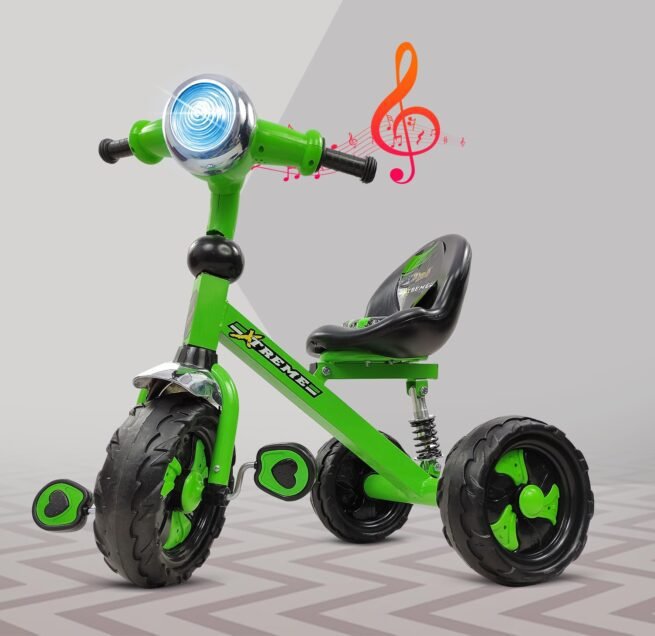 Dash Xtreme Stylish Steel Tricycle for Kids, Baby with Strong Frame, Light and Music n High Back Rest