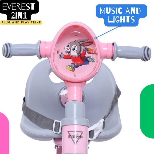 FunRide Tricycle Kids Musical Plug and Play Parental Control Handle for 1 to 5 Year-Sipper,Seat Belt,EVA Tyre -Trike for Indoor and Outdoor - Image 5