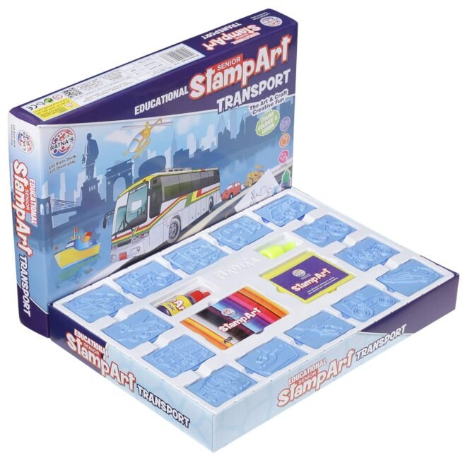 Ratna's Educational Art & Craft Stamp Art Transport Big with 12 Different Transport Vehicle Stamps for Kids Ages 3+ - Image 5