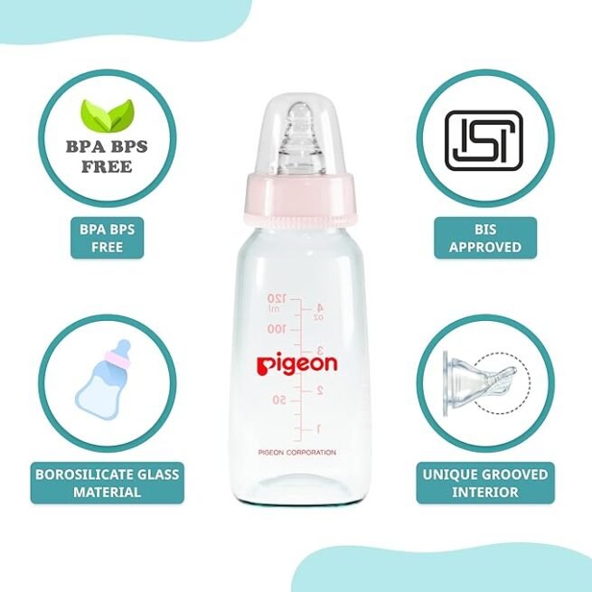 Pigeon Flexible Glass Nursing/Feeding Bottle With Added Nipple S 120ml - Image 4