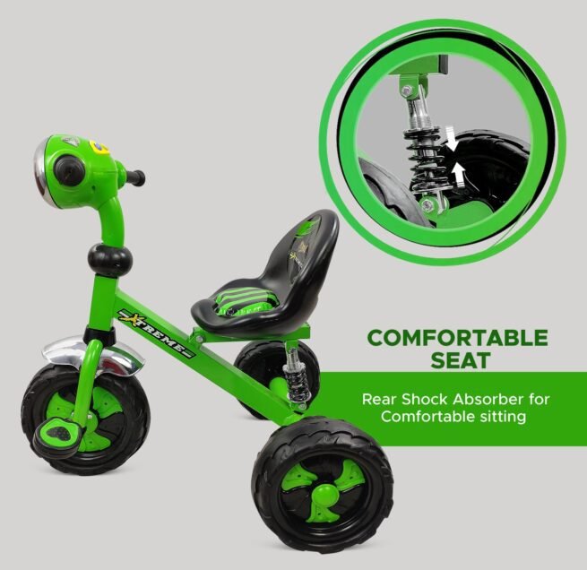 Dash Xtreme Stylish Steel Tricycle for Kids, Baby with Strong Frame, Light and Music n High Back Rest - Image 6