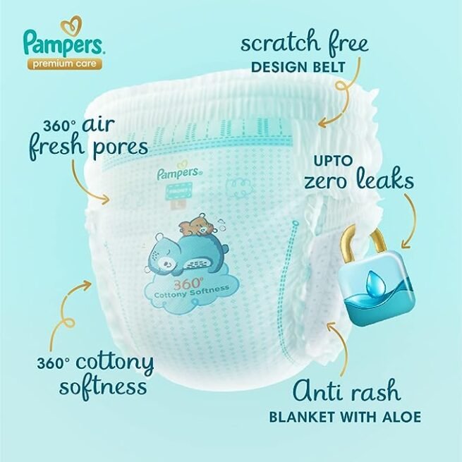 Pampers Premium Care Pants, New Born, Extra Small size baby diapers (NB,XS), 50 count - New Born  (50 Pieces) - Image 4