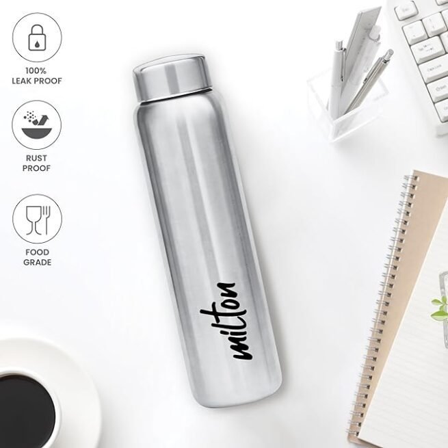 MILTON Aqua 1000 Stainless Steel Water Bottle, 1 pc, 950 ml, Silver - Image 4